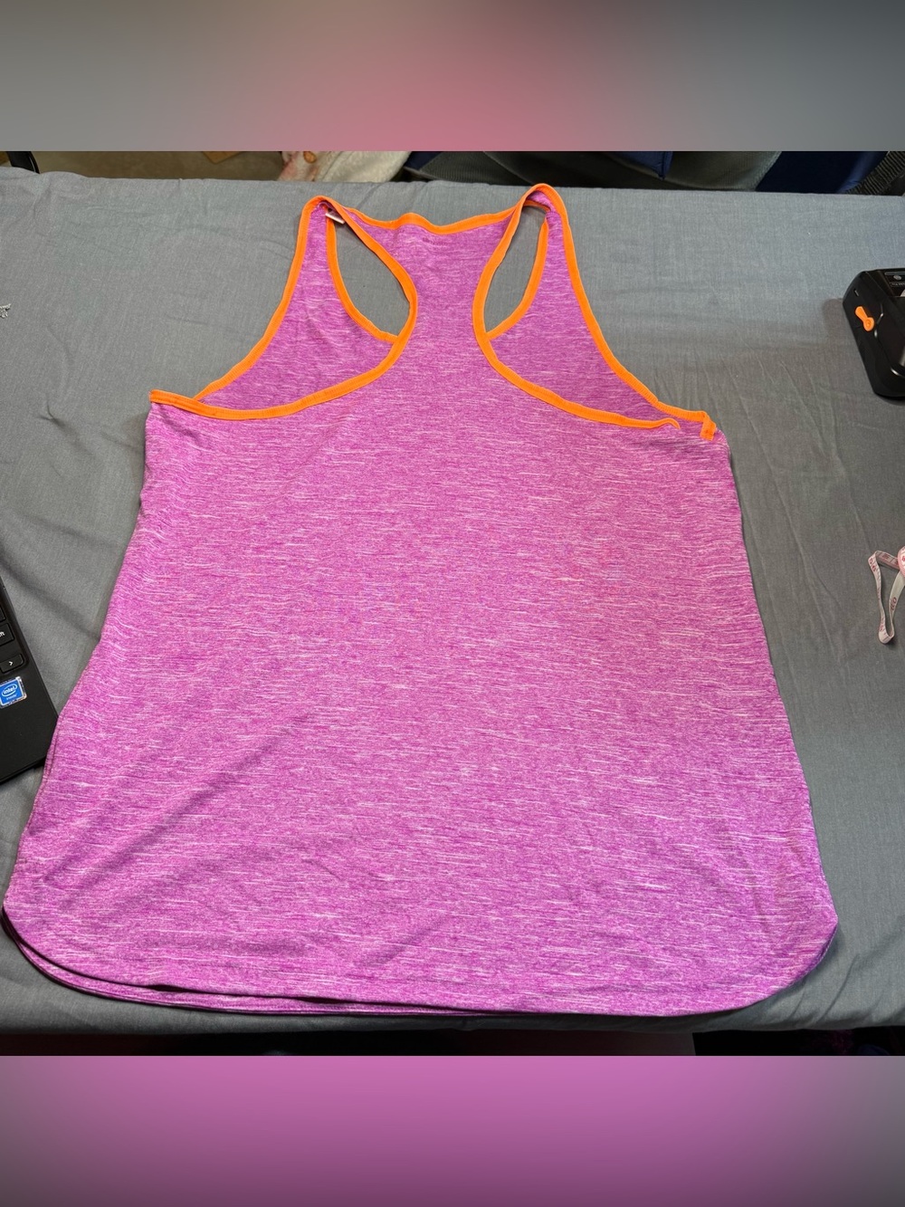 adidas Purple Heather Racerback Tank with Orange Trim - Picture 3 of 5